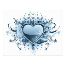 Blue Emo Heart  Postcard