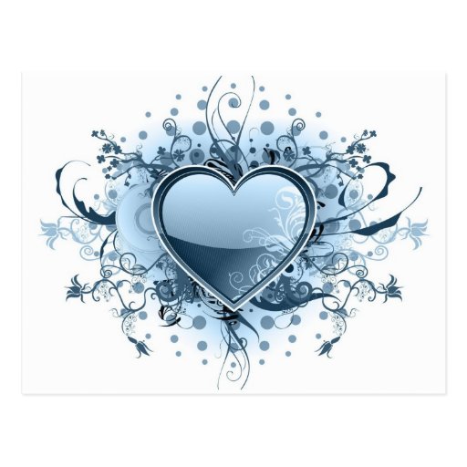 Blue Emo Heart  Postcard