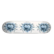 Blue Emo Heart Skateboard