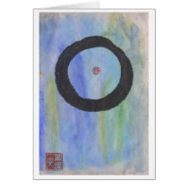 Blue Enso (Zen Circle) of Tranquility Blank Card cards