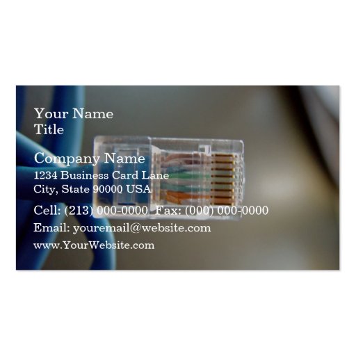 Blue Ethernet CAT5 Cable Business Card Template (front side)