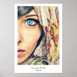 Blue Eye cool classic watercolor portrait painting Posters