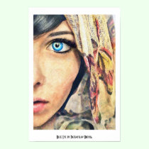 Blue Eye cool classic watercolor portrait painting posters