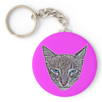 Blue-Eyed Cat Keychain