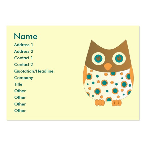Blue-Eyed Owl Business Card Templates (front side)