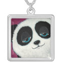 Blue Eyed Panda on Pink | Art Pendant