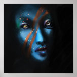 Blue face print