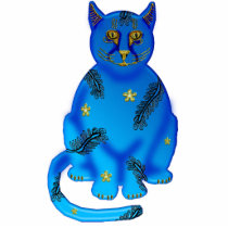 blue faience cat photo sculptures