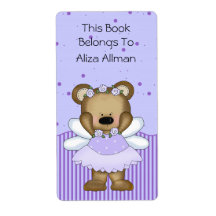 Blue Fairy Bear Bookplate Label