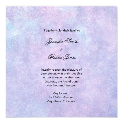 Blue Fairy on Purple Watercolor Wedding Announcement