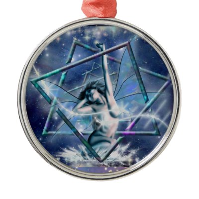 Blue Fairy Septagram Christmas Tree Ornaments by Rockangel2
