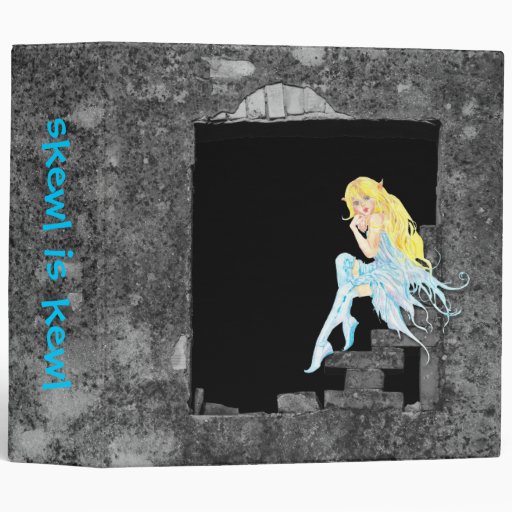 Blue Fairy Sitting on a Rock Wall Binder