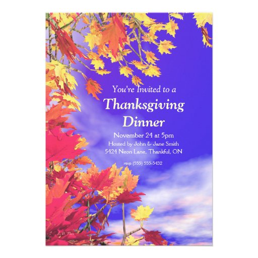 Blue Fall Sky Thanksgiving Invites (front side)