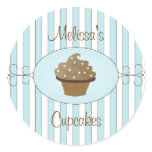 Blue Fancy Cupcakes Round Stickers