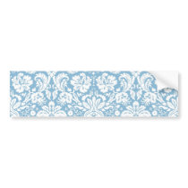 Blue fancy damask pattern bumper stickers