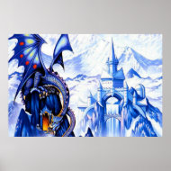 Blue Fantasy Dragon Poster