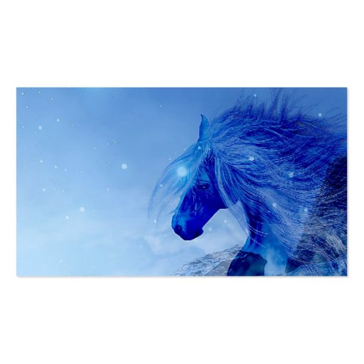 Blue fantasy horse business card templates (front side)