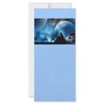 Blue Fantasy Rack Cards with Wolf and Moon