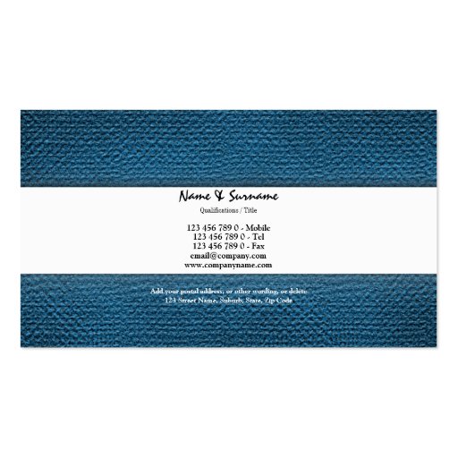 Blue fashion stylist seamstress tailor business card templates (back side)
