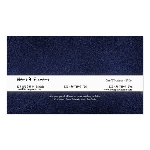 Blue fashion stylist suede business card templates (back side)