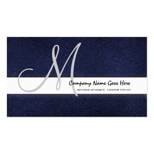 Blue fashion stylist suede business card templates (front side)