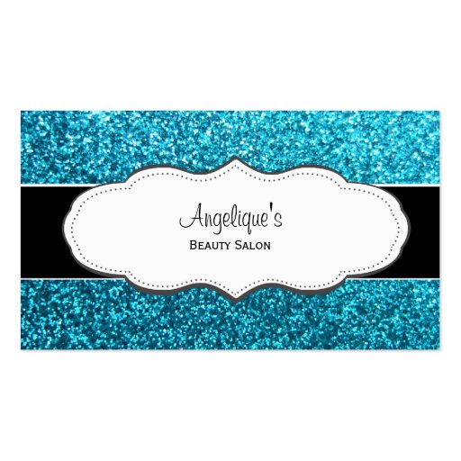 Blue Faux Glitter Business Cards (front side)