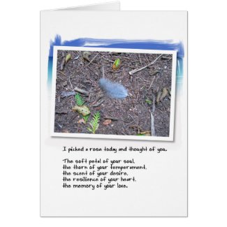 Blue Feather and Love Poem card