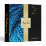 Blue Feather Gold Monogram Ribbon Binder