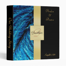 Blue Feather Gold Monogram Ribbon Binder