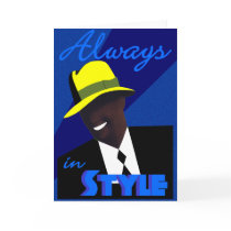 Blue "FEDORA" Greeting Card
