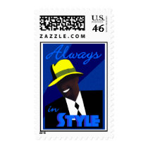 Blue "FEDORA" Postage Stamp