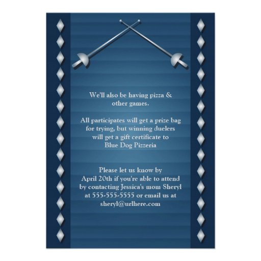 Blue Fencing Birthday Party Invitation