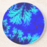 Blue Fern Fractal Beverage Coasters