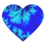 Blue Fern Fractal Heart Sticker