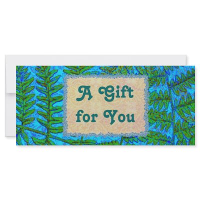 Blue Fern Gift Certificate template Personalized Rack Card by jan4insight