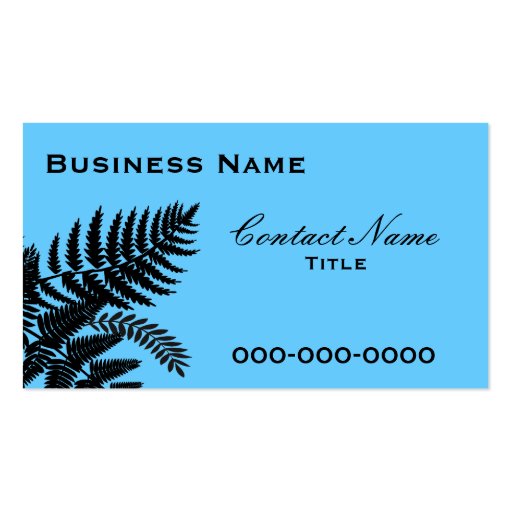 Blue Fern Leaves Business Card (front side)