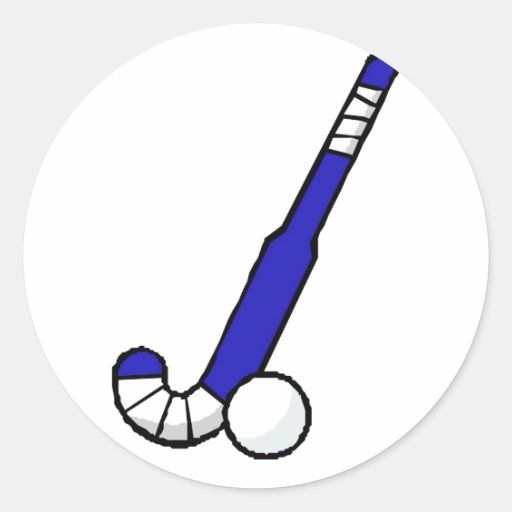 Blue Field Hockey Stick Round Sticker Zazzle