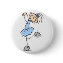 Blue Figure Skater Button by stick_figures Blue Figure Skater Button