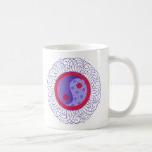 Blue Filigree Yin Yang Mugs