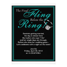 Blue Final Fling Bachelorette Party Invitation