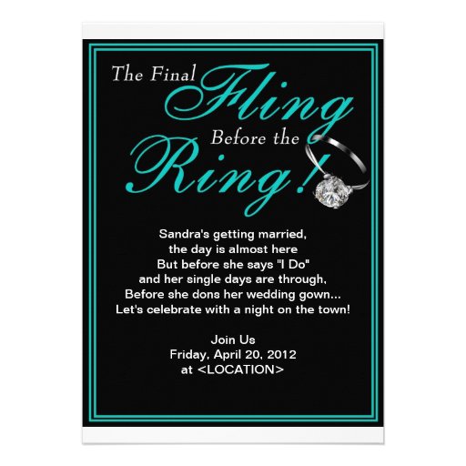 Blue Final Fling Bachelorette Party Invitation