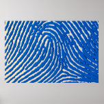 Blue fingerprint magnified