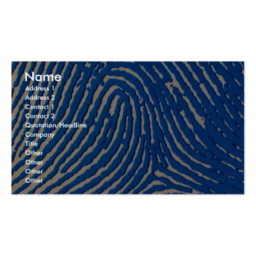 Blue fingerprint magnified business cards (front side)