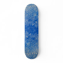 Blue fingerprint magnified skateboards