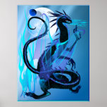 Blue Fire and background Posters