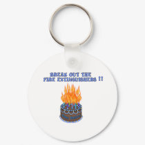 Blue Fire Extinguishers Birthday Cake keychains by birthdayTshirts Blue Fire Extinguishers Birthday Cake keychains