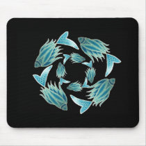 Blue Fish Circle Mousepad