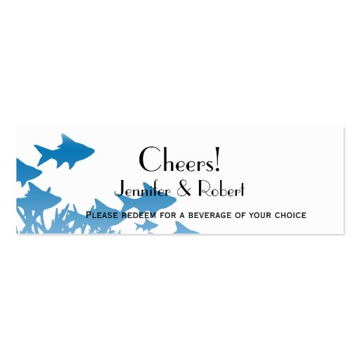 Blue Fish Coral Wedding Drink Tickets Business Cards