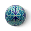 Blue Fish Pysanka Button by dandylioneggs Blue Fish Pysanka Button