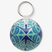 Blue Fish Pysanka Keychain